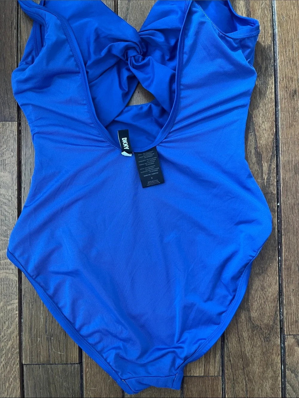 DKNY Royal Blue One-Piece Swimsuit Front Knot Size 8 NWOT - Picture 5 of 6